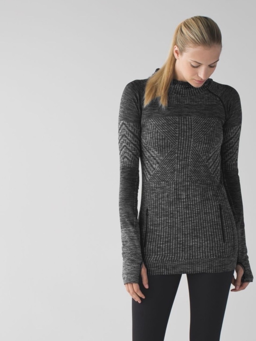 lululemon athletica Black Heathered Long Sleeve Hoodie